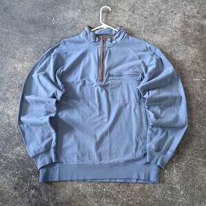 Cabela's Sweater Mens L Blue 1/4 Zip Mock Neck Outdoors Pullover Casual